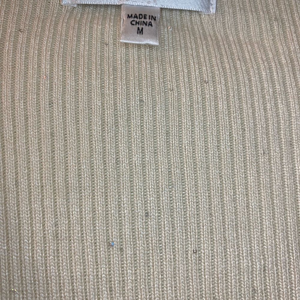 Guess Cream Ribbed V-Neck Sweater - Picture 2 of 6